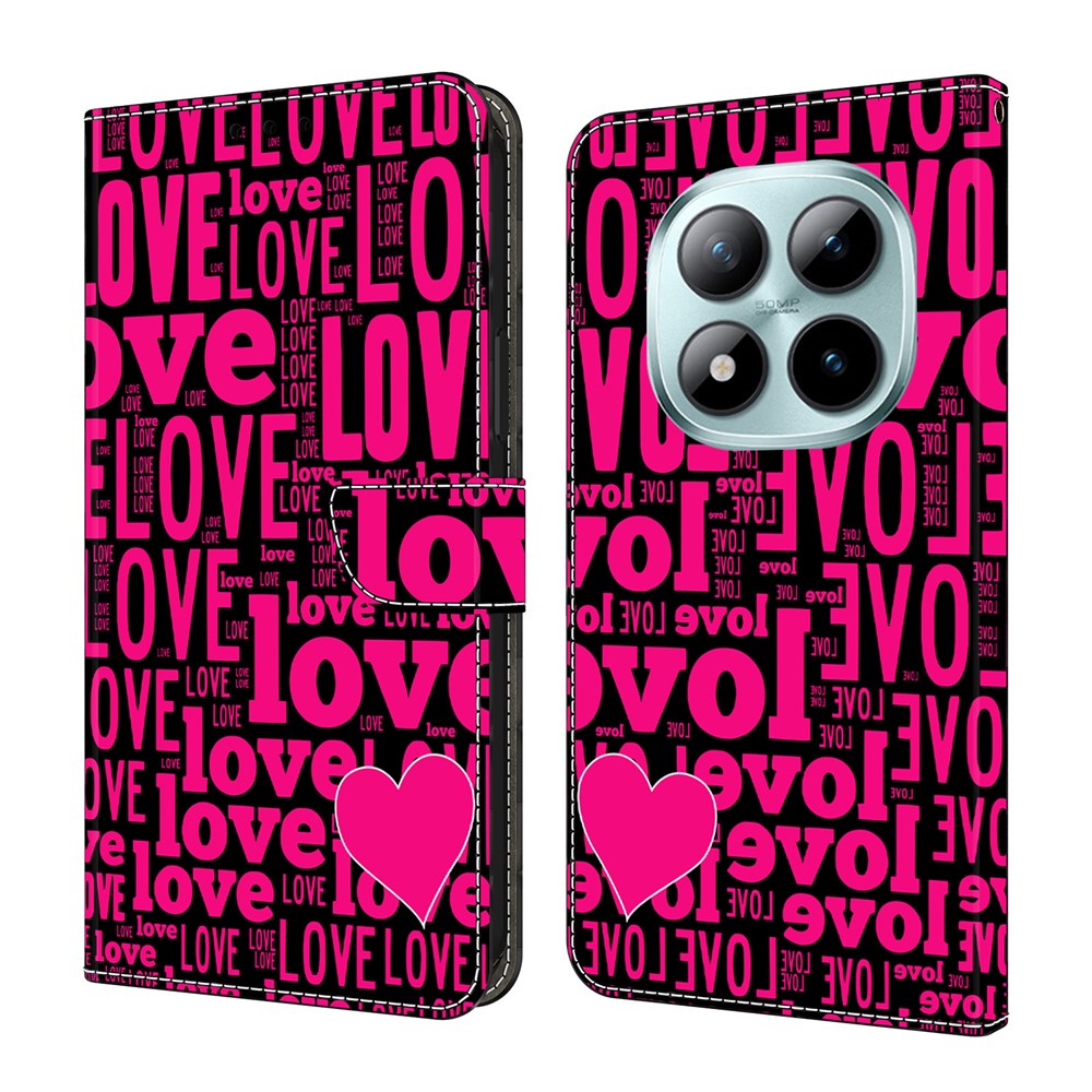 For Xiaomi Redmi Note 15 Pro 5G (Global) Wallet Case Pattern Printing PU Leather Flip Stand Phone Cover - LOVE