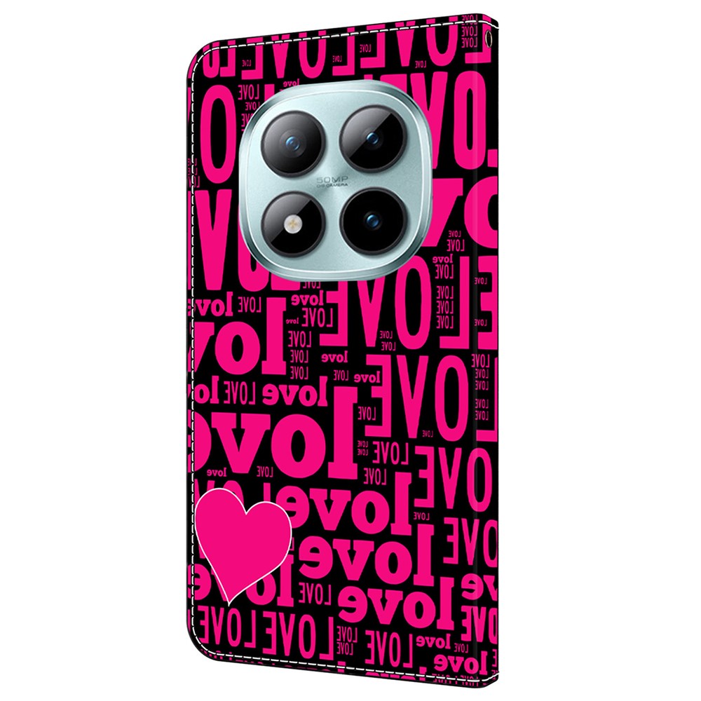 For Xiaomi Redmi Note 15 Pro 5G (Global) Wallet Case Pattern Printing PU Leather Flip Stand Phone Cover - LOVE