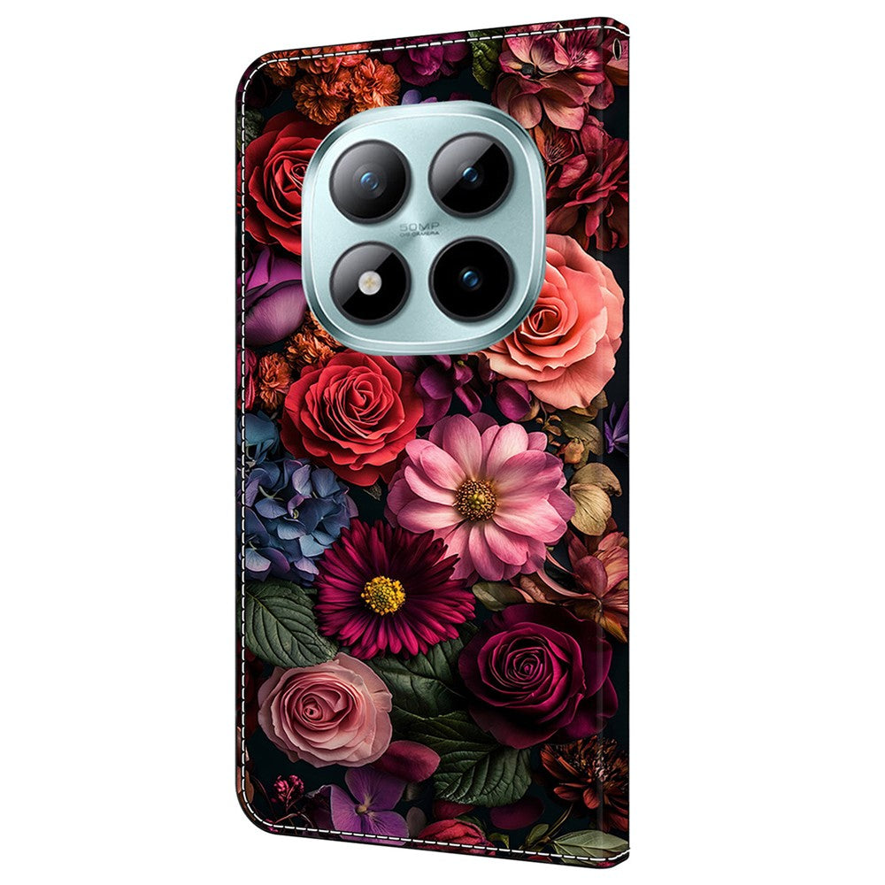 For Xiaomi Redmi Note 15 Pro 5G (Global) Wallet Case Pattern Printing PU Leather Flip Stand Phone Cover - Floral