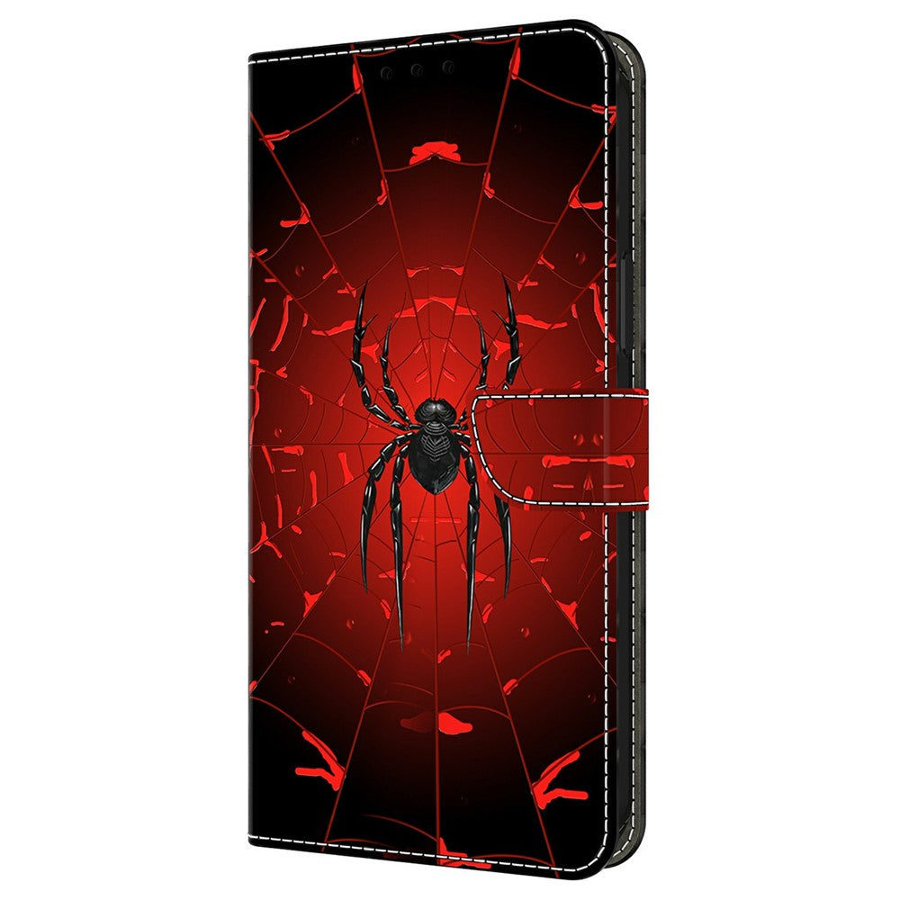 For Xiaomi Redmi Note 15 Pro 5G (Global) Wallet Case Pattern Printing PU Leather Flip Stand Phone Cover - Black Spider