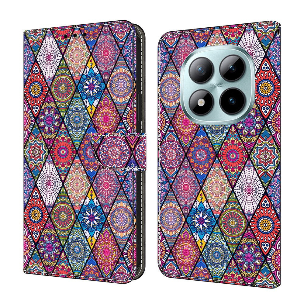 For Xiaomi Redmi Note 15 Pro 5G (Global) Wallet Case Pattern Printing PU Leather Flip Stand Phone Cover - Red Leather