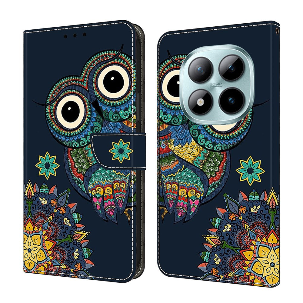 For Xiaomi Redmi Note 15 Pro 5G (Global) Wallet Case Pattern Printing PU Leather Flip Stand Phone Cover - Mandala Owl