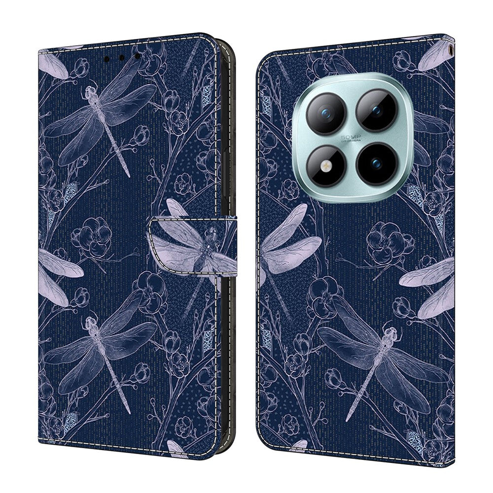For Xiaomi Redmi Note 15 Pro 5G (Global) Wallet Case Pattern Printing PU Leather Flip Stand Phone Cover - Dragonfly