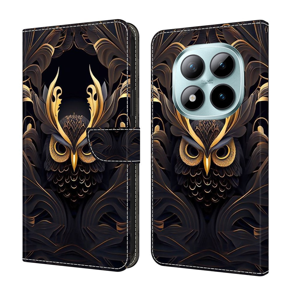 For Xiaomi Redmi Note 15 Pro 5G (Global) Wallet Case Pattern Printing PU Leather Flip Stand Phone Cover - Owl