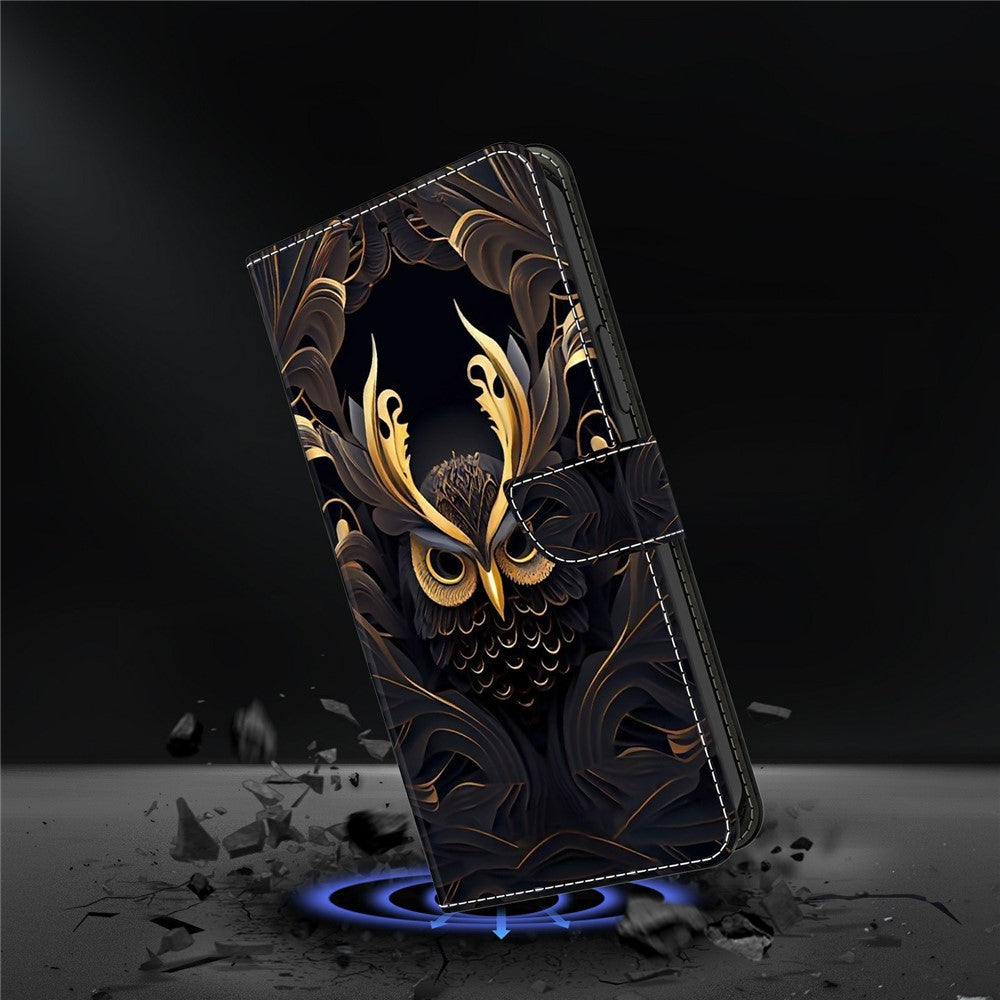For Xiaomi Redmi Note 15 Pro 5G (Global) Wallet Case Pattern Printing PU Leather Flip Stand Phone Cover - Owl