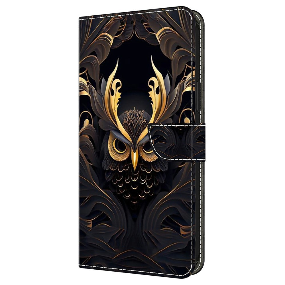 For Xiaomi Redmi Note 15 Pro 5G (Global) Wallet Case Pattern Printing PU Leather Flip Stand Phone Cover - Owl