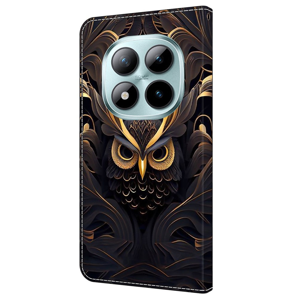 For Xiaomi Redmi Note 15 Pro 5G (Global) Wallet Case Pattern Printing PU Leather Flip Stand Phone Cover - Owl