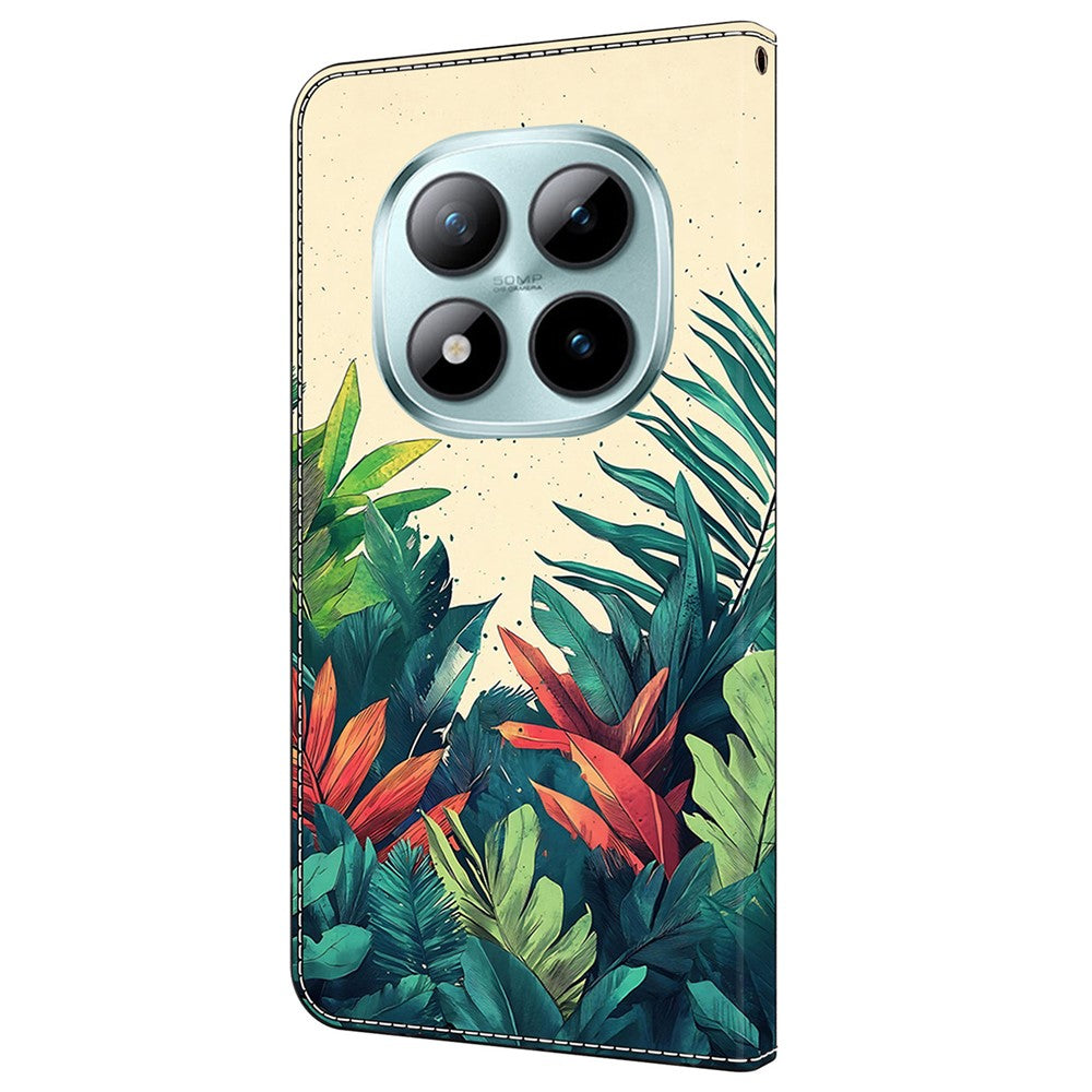 For Xiaomi Redmi Note 15 Pro 5G (Global) Wallet Case Pattern Printing PU Leather Flip Stand Phone Cover - Leaves