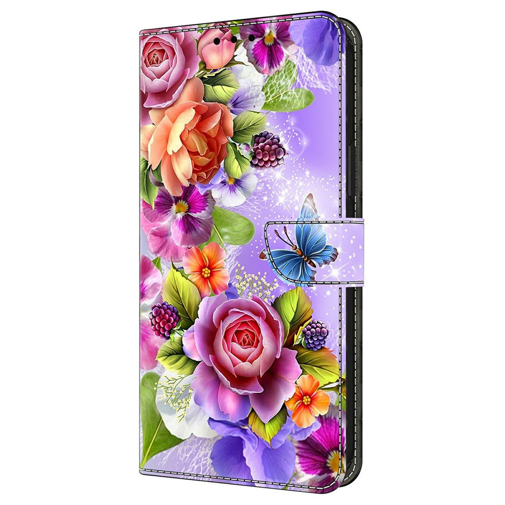 For Xiaomi Poco M8 Pro 5G / Redmi Note 15 Pro+ 5G (Global) Wallet Case Pattern Printing PU Leather Flip Stand Phone Cover - Flowers