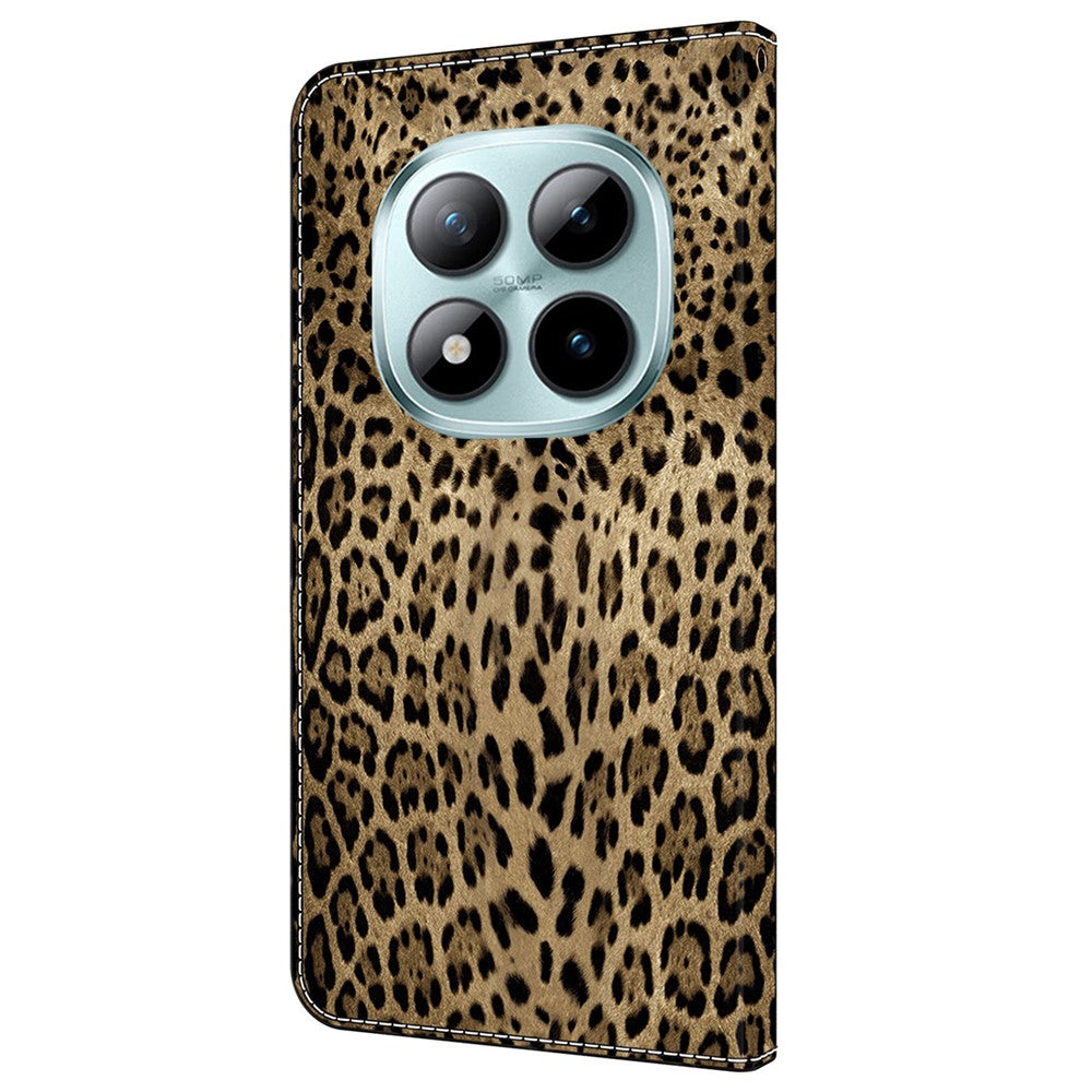 For Xiaomi Poco M8 Pro 5G / Redmi Note 15 Pro+ 5G (Global) Wallet Case Pattern Printing PU Leather Flip Stand Phone Cover - Leopard Print