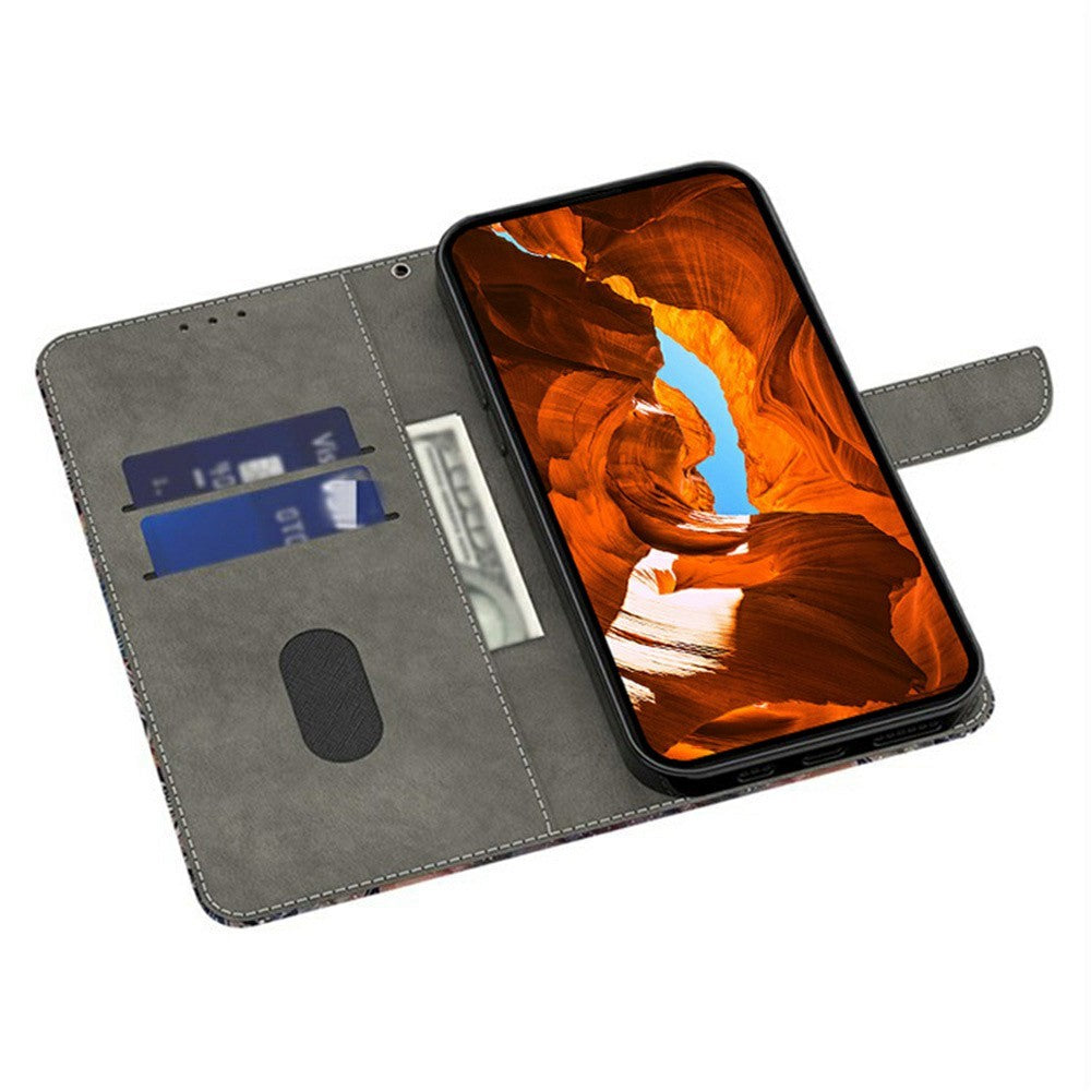 For Xiaomi Poco M8 Pro 5G / Redmi Note 15 Pro+ 5G (Global) Wallet Case Pattern Printing PU Leather Flip Stand Phone Cover - Shining Golden Flowers