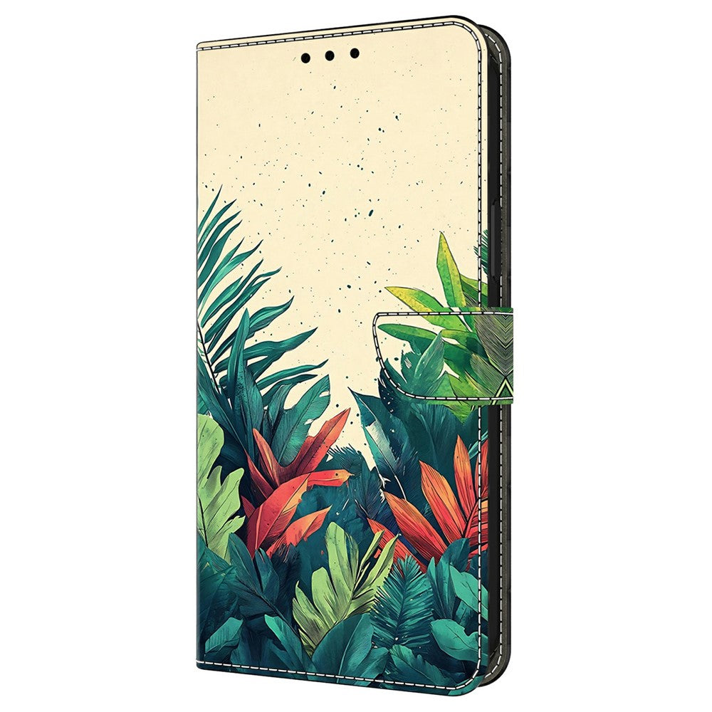 For Xiaomi Poco M8 Pro 5G / Redmi Note 15 Pro+ 5G (Global) Wallet Case Pattern Printing PU Leather Flip Stand Phone Cover - Leaves
