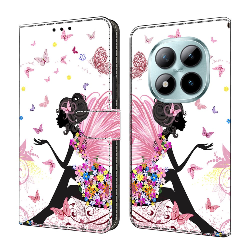 For Xiaomi Poco M8 Pro 5G / Redmi Note 15 Pro+ 5G (Global) Case Foldable Stand Wallet Pattern Printing PU Leather Flip Phone Cover - Butterfly Woman