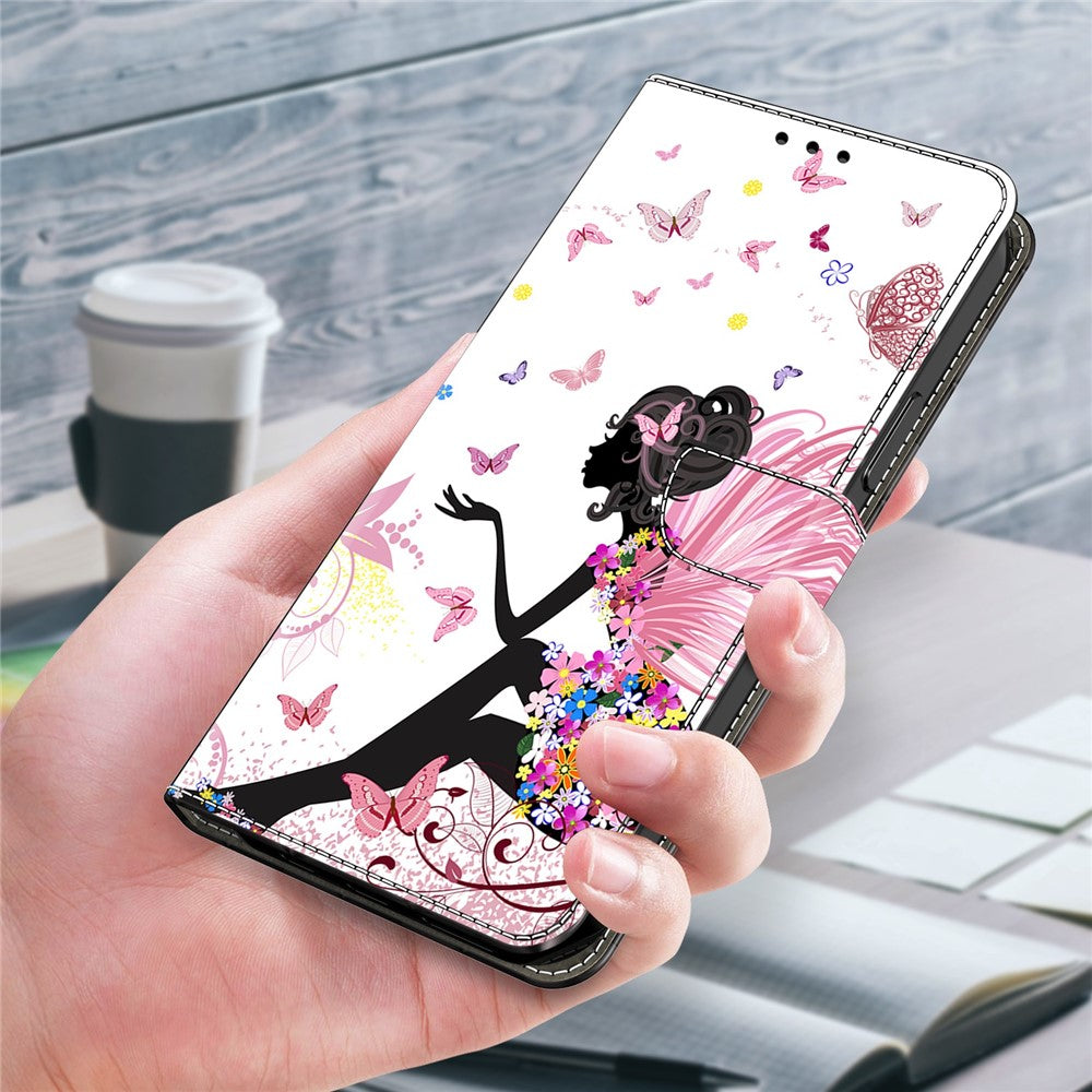 For Xiaomi Poco M8 Pro 5G / Redmi Note 15 Pro+ 5G (Global) Case Foldable Stand Wallet Pattern Printing PU Leather Flip Phone Cover - Butterfly Woman