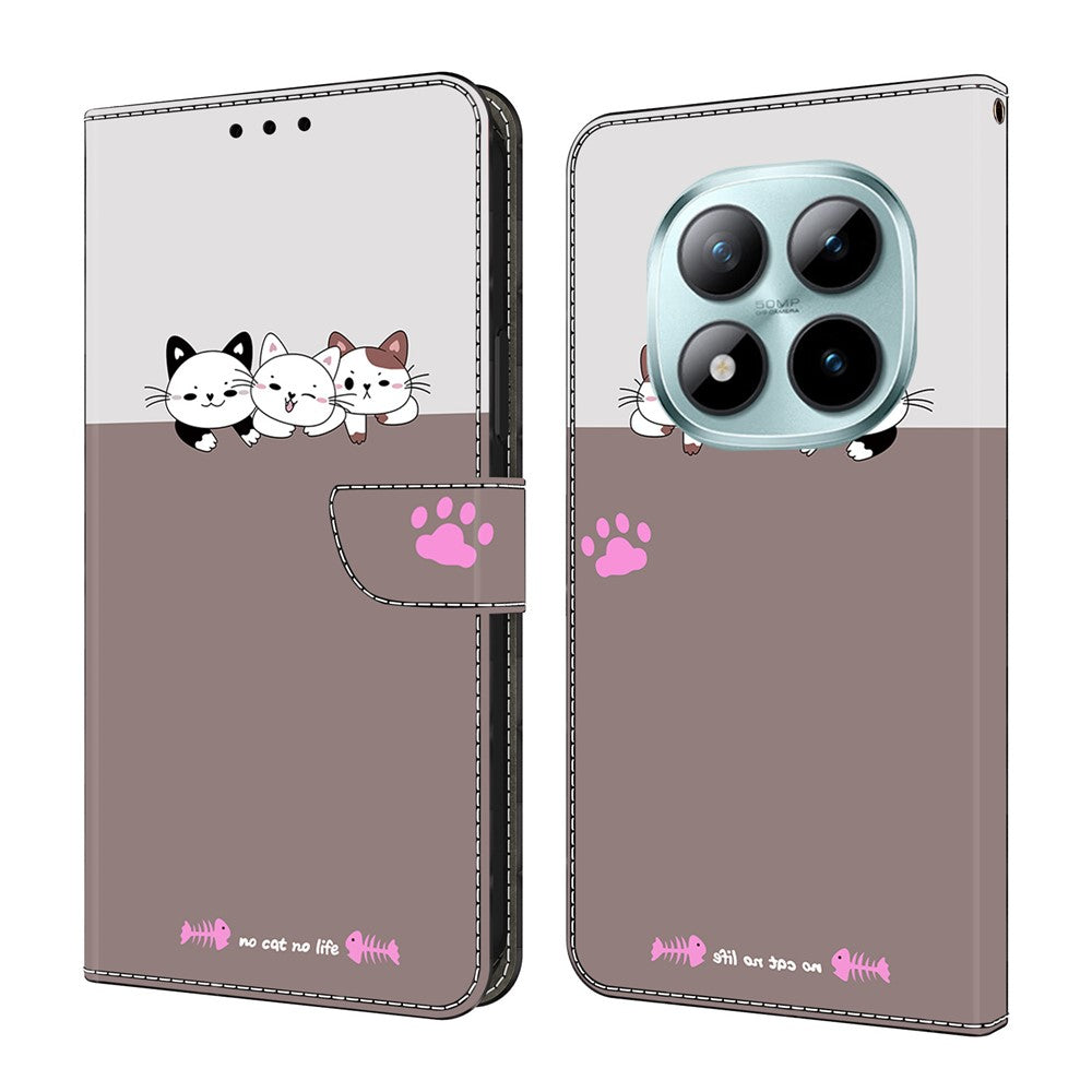 For Xiaomi Poco M8 Pro 5G / Redmi Note 15 Pro+ 5G (Global) Case Foldable Stand Wallet Pattern Printing PU Leather Flip Phone Cover - Cats