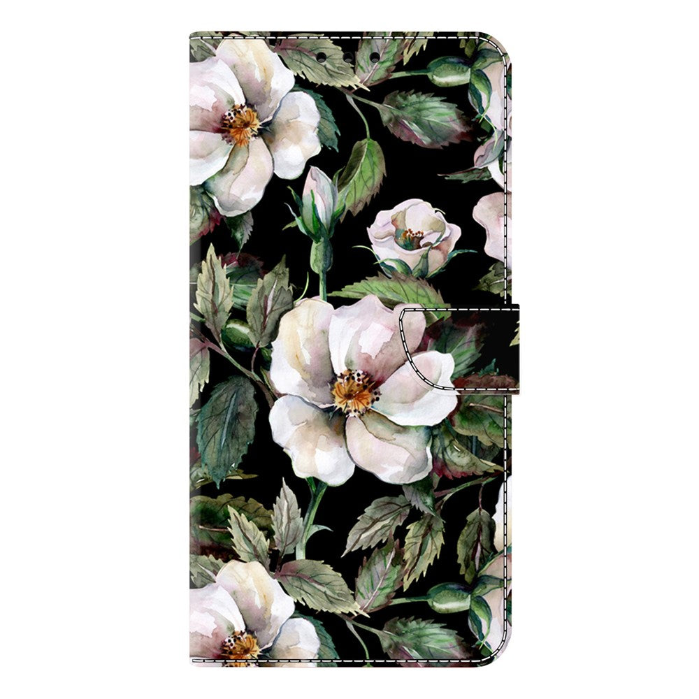 For Xiaomi Poco M8 Pro 5G / Redmi Note 15 Pro+ 5G (Global) Case Foldable Stand Wallet Pattern Printing PU Leather Flip Phone Cover - Large Flower