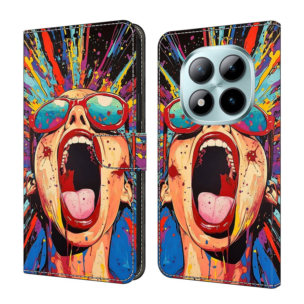 For Xiaomi Poco M8 Pro 5G / Redmi Note 15 Pro+ 5G (Global) Case Foldable Stand Wallet Pattern Printing PU Leather Flip Phone Cover - Graffiti Scream