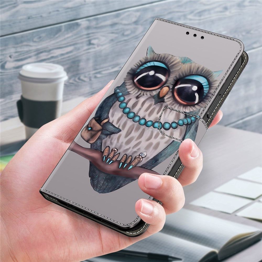 For Xiaomi Poco M8 Pro 5G / Redmi Note 15 Pro+ 5G (Global) Case Foldable Stand Wallet Pattern Printing PU Leather Flip Phone Cover - Necklace Owl