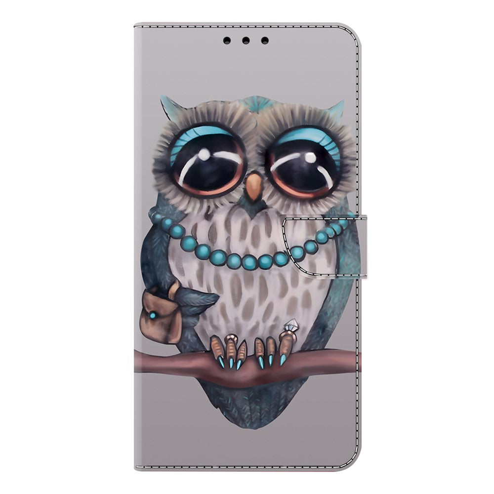 For Xiaomi Poco M8 Pro 5G / Redmi Note 15 Pro+ 5G (Global) Case Foldable Stand Wallet Pattern Printing PU Leather Flip Phone Cover - Necklace Owl