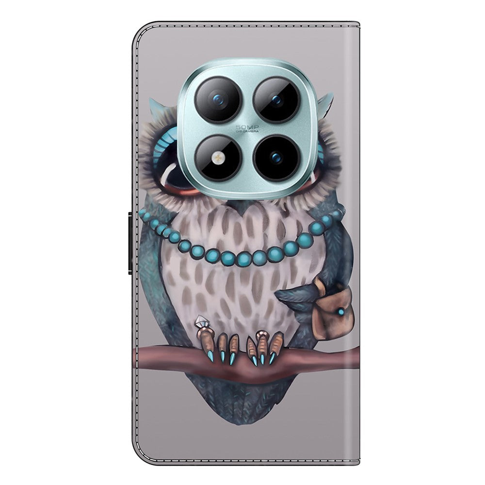 For Xiaomi Poco M8 Pro 5G / Redmi Note 15 Pro+ 5G (Global) Case Foldable Stand Wallet Pattern Printing PU Leather Flip Phone Cover - Necklace Owl