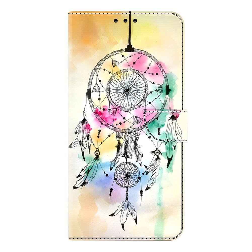 For Xiaomi Poco M8 Pro 5G / Redmi Note 15 Pro+ 5G (Global) Case Foldable Stand Wallet Pattern Printing PU Leather Flip Phone Cover -  Ink Feather Dreamcatcher