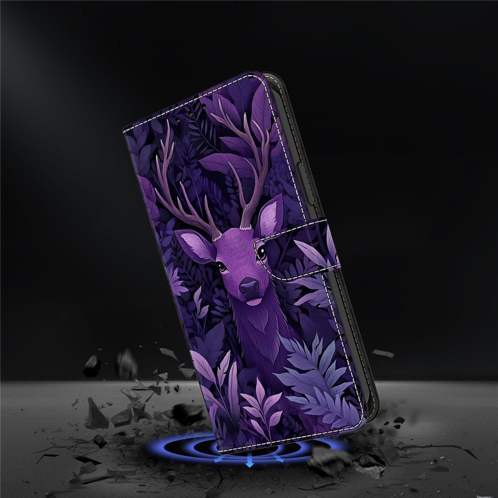For Xiaomi Poco M8 Pro 5G / Redmi Note 15 Pro+ 5G (Global) Case Foldable Stand Wallet Pattern Printing PU Leather Flip Phone Cover - Purple Deer