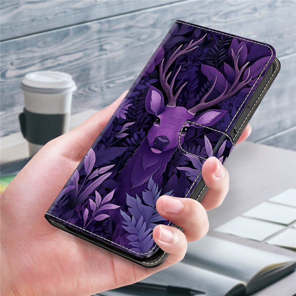 For Xiaomi Poco M8 Pro 5G / Redmi Note 15 Pro+ 5G (Global) Case Foldable Stand Wallet Pattern Printing PU Leather Flip Phone Cover - Purple Deer