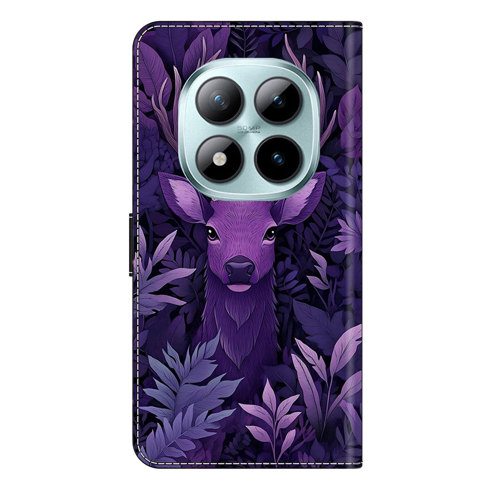 For Xiaomi Poco M8 Pro 5G / Redmi Note 15 Pro+ 5G (Global) Case Foldable Stand Wallet Pattern Printing PU Leather Flip Phone Cover - Purple Deer