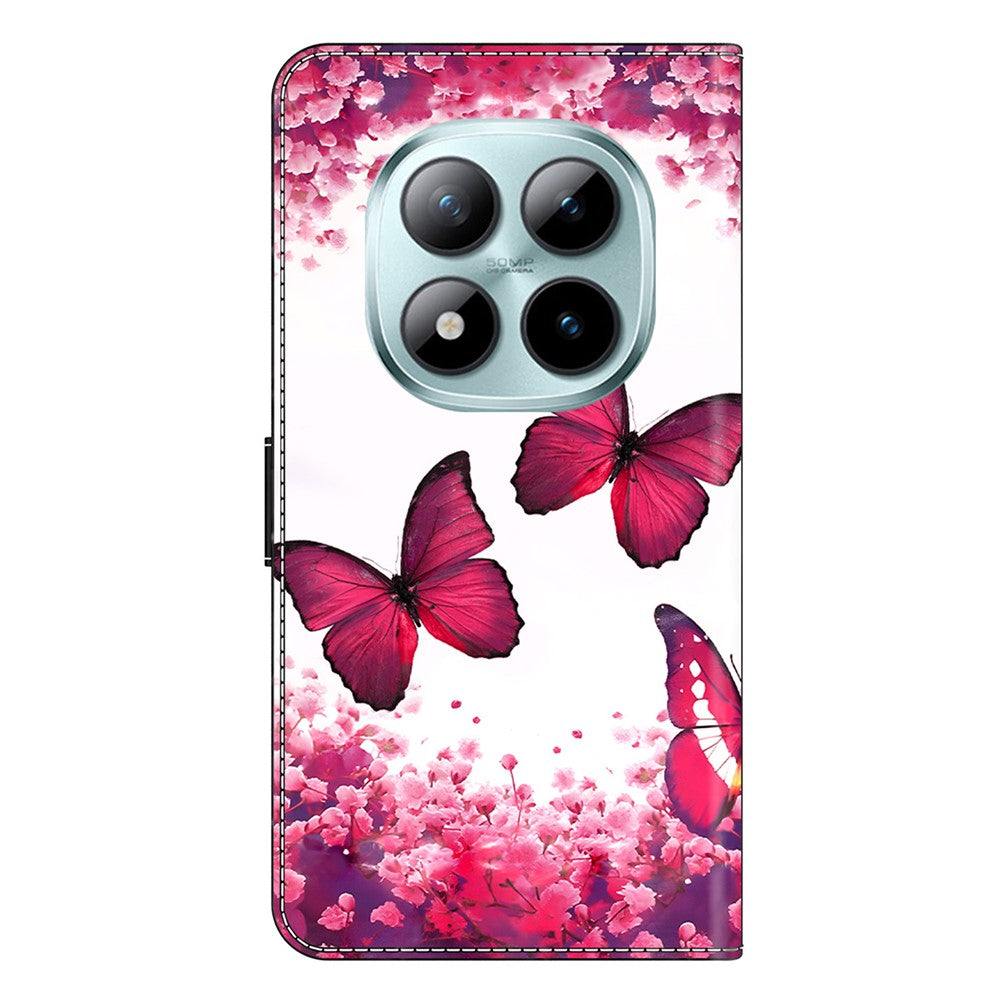 For Xiaomi Redmi Note 15 Pro 5G (Global) Case Foldable Stand Wallet Pattern Printing PU Leather Flip Phone Cover - Red Butterfly