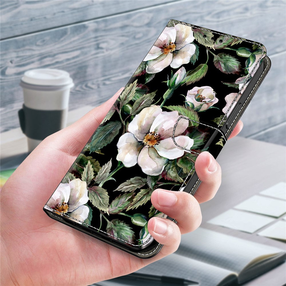 For Xiaomi Redmi Note 15 Pro 5G (Global) Case Foldable Stand Wallet Pattern Printing PU Leather Flip Phone Cover - Large Flower