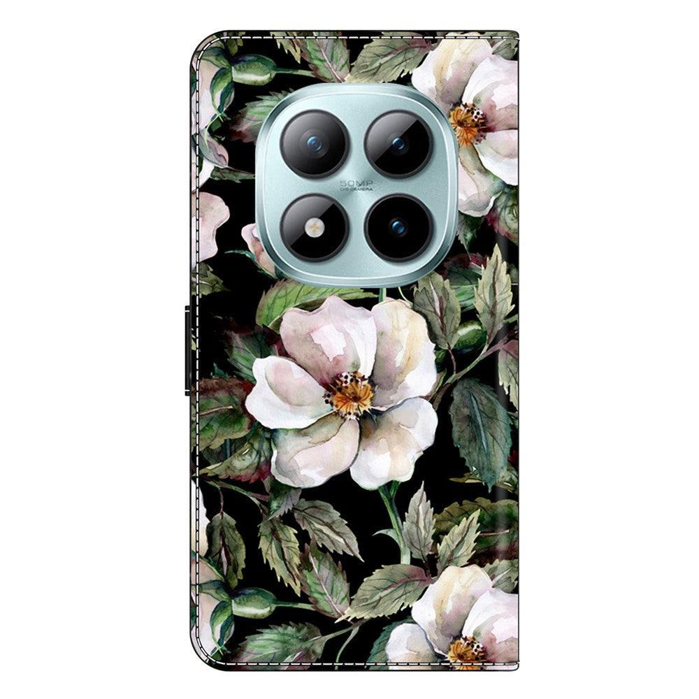 For Xiaomi Redmi Note 15 Pro 5G (Global) Case Foldable Stand Wallet Pattern Printing PU Leather Flip Phone Cover - Large Flower