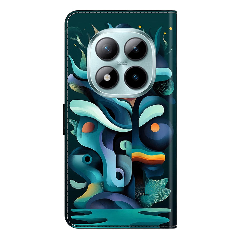 For Xiaomi Redmi Note 15 Pro 5G (Global) Case Foldable Stand Wallet Pattern Printing PU Leather Flip Phone Cover - Graffiti Green Shadow