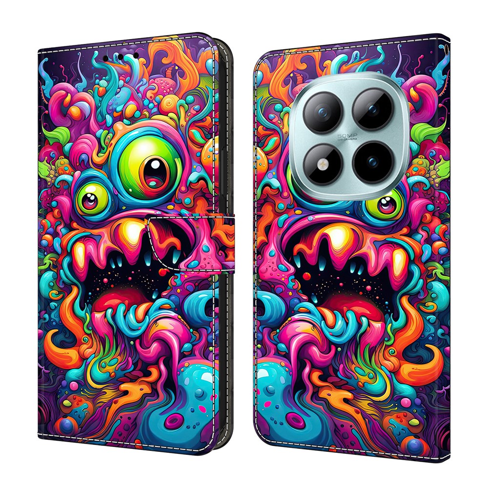 For Xiaomi Redmi Note 15 Pro 5G (Global) Case Foldable Stand Wallet Pattern Printing PU Leather Flip Phone Cover - Graffiti Qilin
