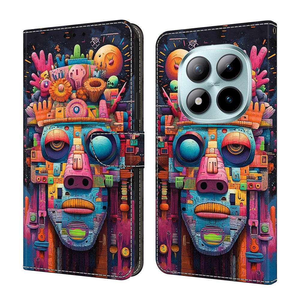 For Xiaomi Redmi Note 15 Pro 5G (Global) Case Foldable Stand Wallet Pattern Printing PU Leather Flip Phone Cover - Graffiti Portrait