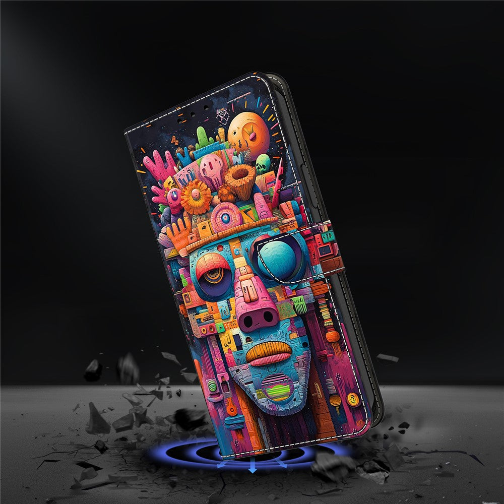 For Xiaomi Redmi Note 15 Pro 5G (Global) Case Foldable Stand Wallet Pattern Printing PU Leather Flip Phone Cover - Graffiti Portrait