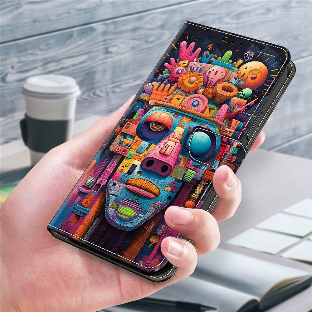 For Xiaomi Redmi Note 15 Pro 5G (Global) Case Foldable Stand Wallet Pattern Printing PU Leather Flip Phone Cover - Graffiti Portrait