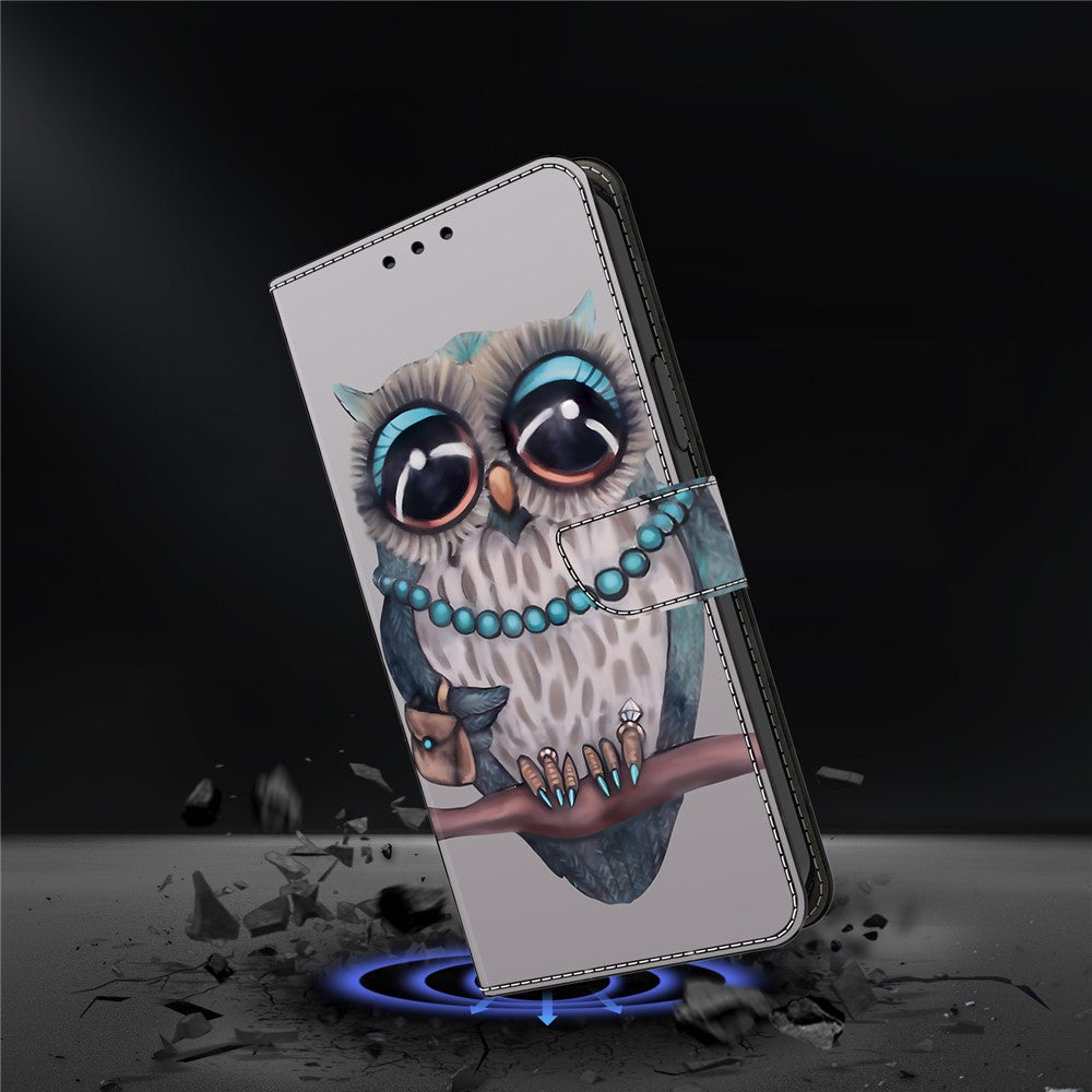 For Xiaomi Redmi Note 15 Pro 5G (Global) Case Foldable Stand Wallet Pattern Printing PU Leather Flip Phone Cover - Necklace Owl