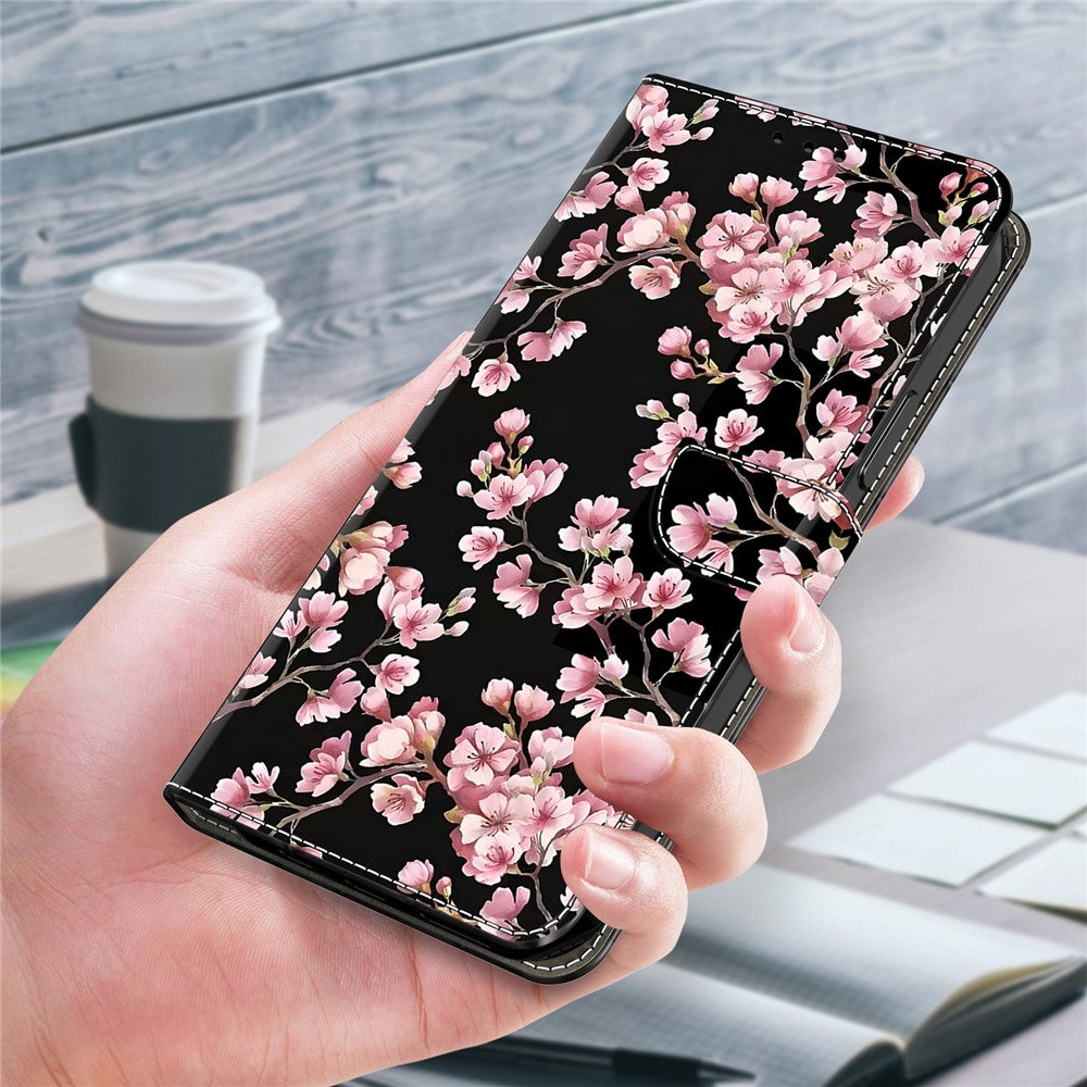 For Xiaomi Redmi Note 15 Pro 5G (Global) Case Foldable Stand Wallet Pattern Printing PU Leather Flip Phone Cover - Peach Blossom