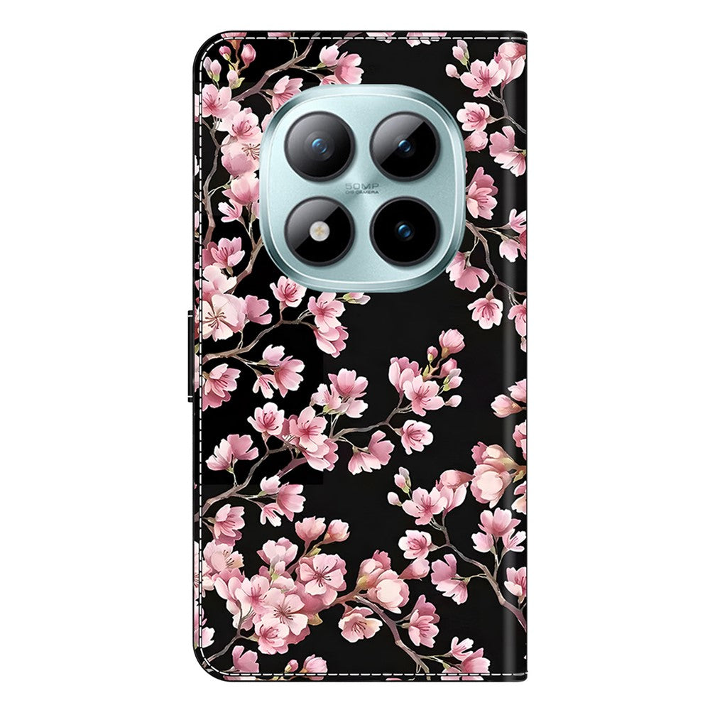 For Xiaomi Redmi Note 15 Pro 5G (Global) Case Foldable Stand Wallet Pattern Printing PU Leather Flip Phone Cover - Peach Blossom