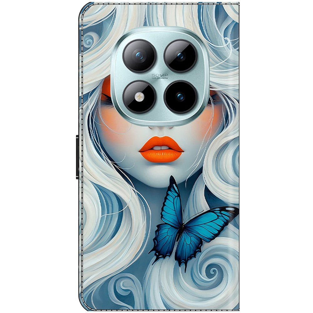 For Xiaomi Redmi Note 15 Pro 5G (Global) Case Foldable Stand Wallet Pattern Printing PU Leather Flip Phone Cover - Snow Woman