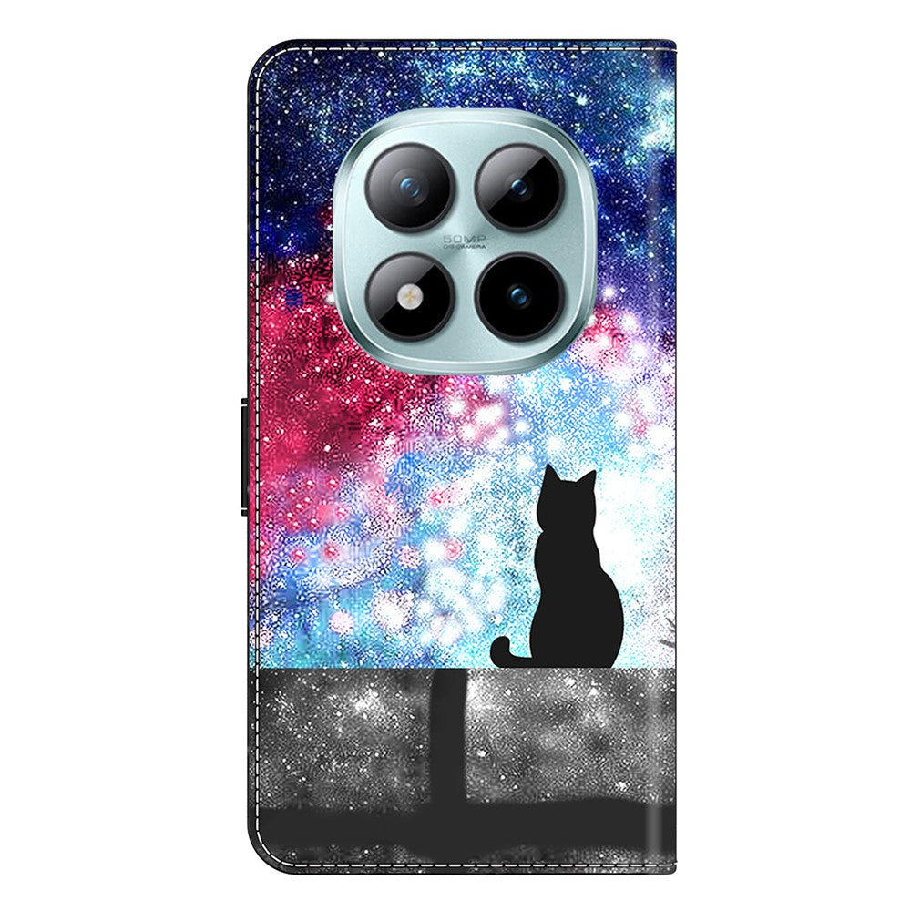 For Xiaomi Redmi Note 15 Pro 5G (Global) Case Foldable Stand Wallet Pattern Printing PU Leather Flip Phone Cover - Starry Sky Cat
