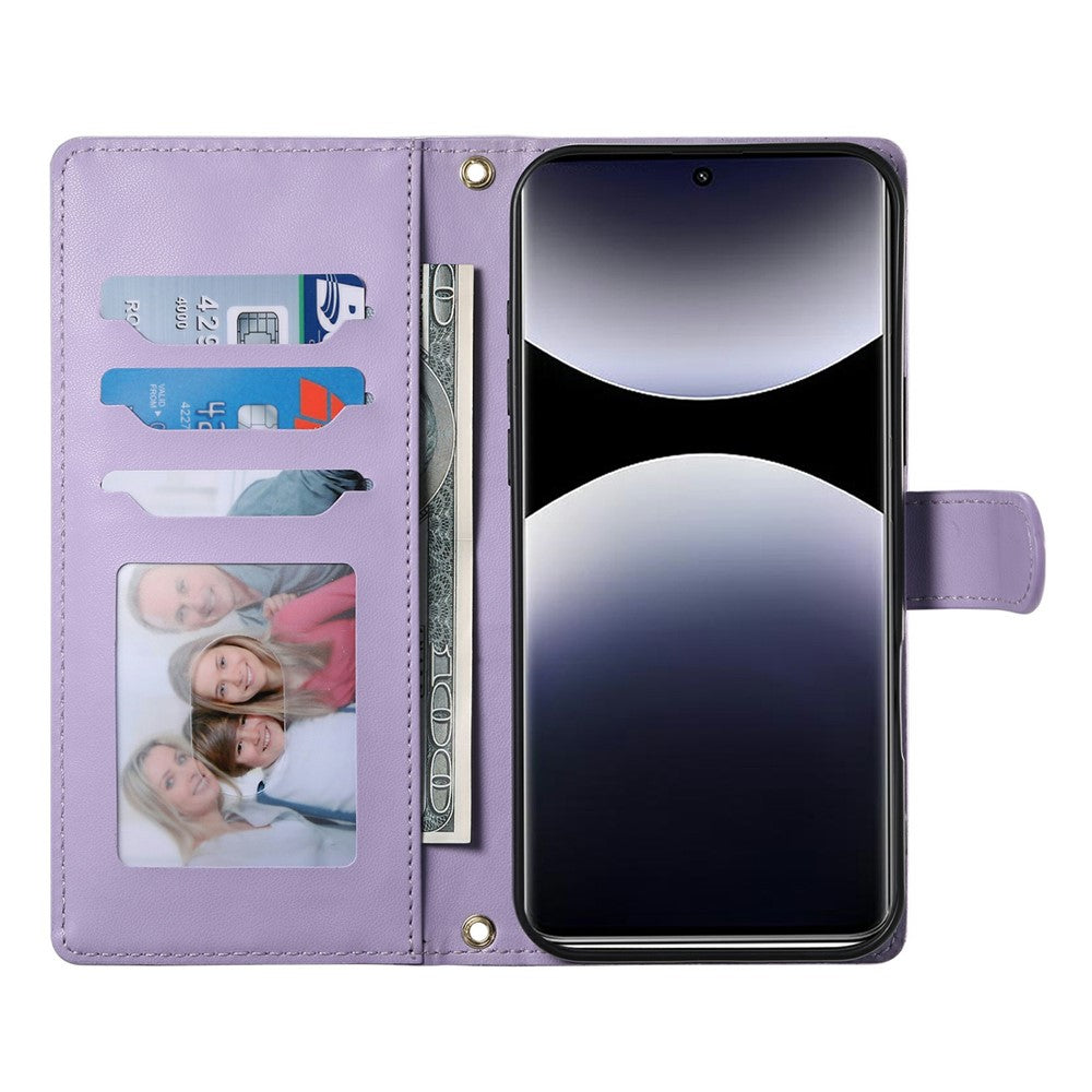 For Xiaomi Redmi Note 15 Pro 4G (Global) Wallet Case Rhombus Stitching Stand Leather Phone Cover with Long / Short Strap - Purple