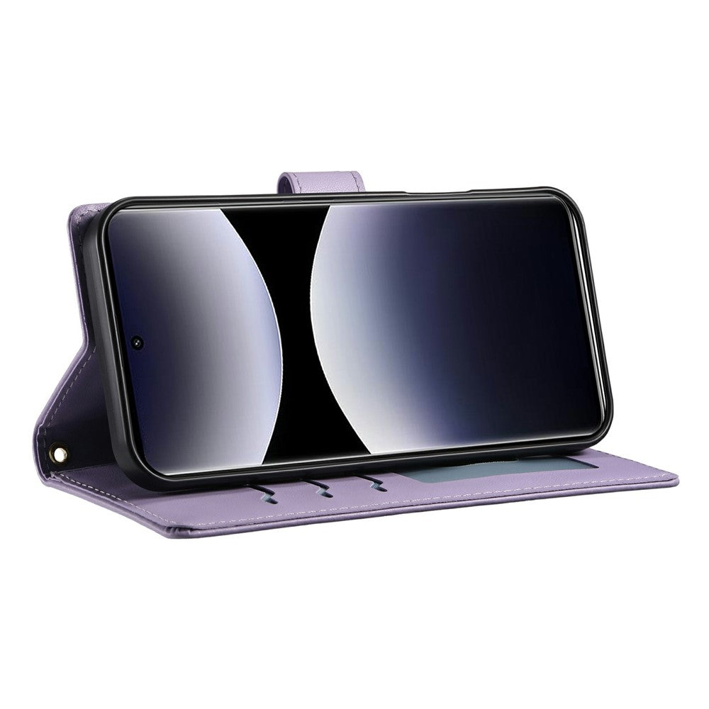 For Xiaomi Redmi Note 15 Pro 4G (Global) Wallet Case Rhombus Stitching Stand Leather Phone Cover with Long / Short Strap - Purple