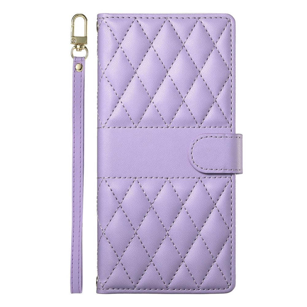 For Xiaomi Redmi Note 15 Pro 4G (Global) Wallet Case Rhombus Stitching Stand Leather Phone Cover with Long / Short Strap - Purple