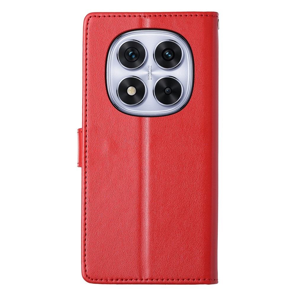 For Xiaomi Redmi Note 15 Pro 4G (Global) Wallet Case Butterfly Floral Imprint PU Leather Phone Cover with Wrist Strap - Red