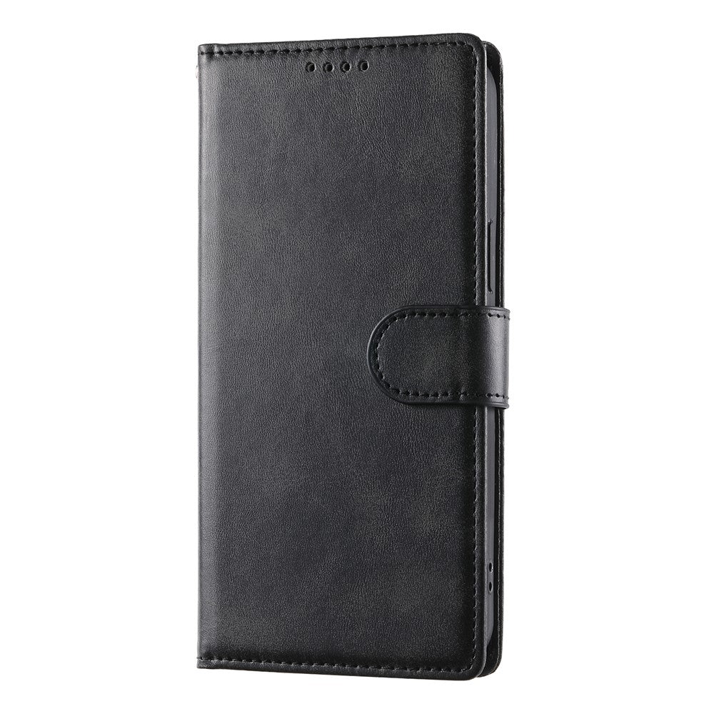 For Xiaomi Redmi Note 15 Pro 4G (Global) Case Stand Wallet Calf Texture PU Leather Flip Phone Cover with Wrist Strap - Black