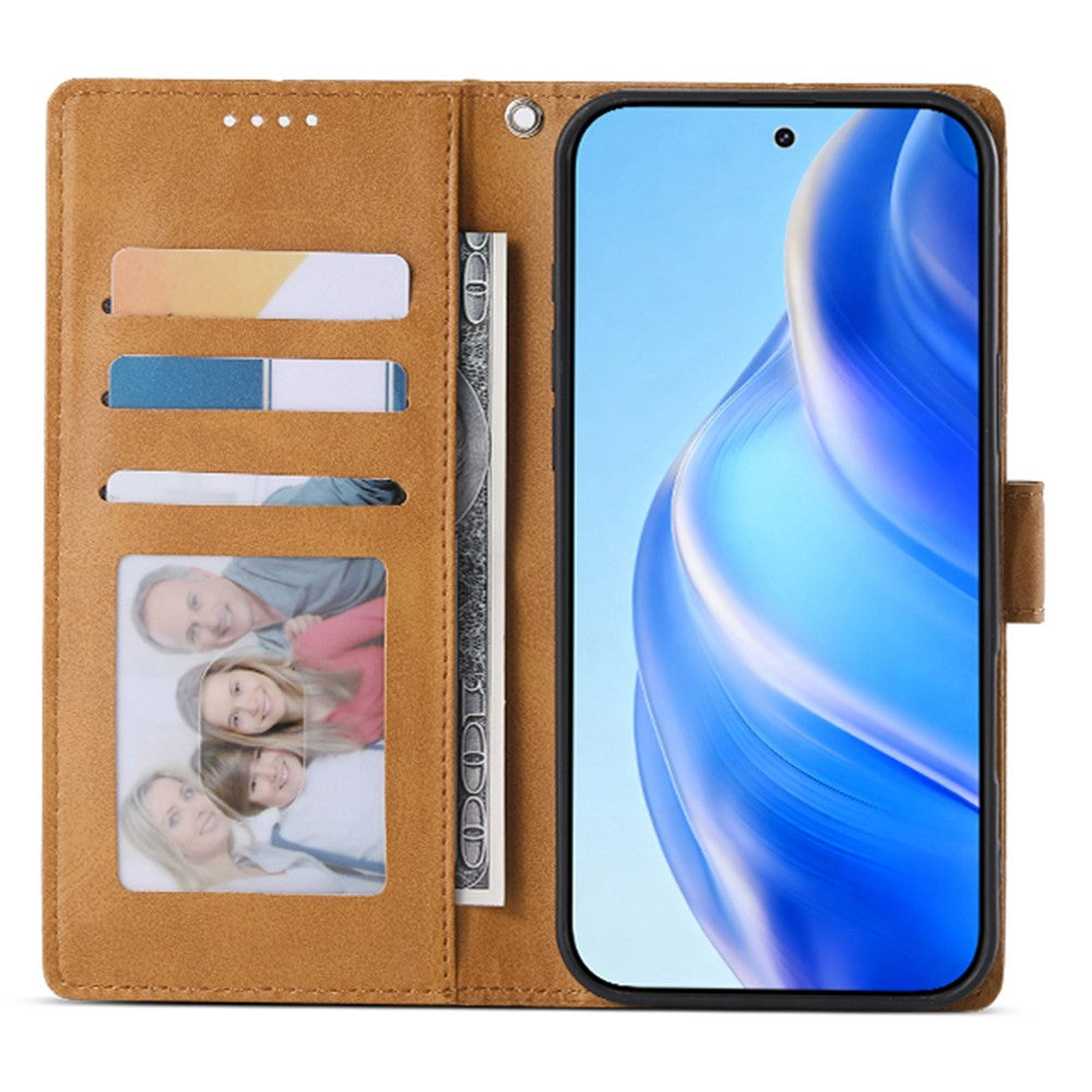 For Xiaomi Redmi Note 15 Pro 4G (Global) Case Stand Wallet Calf Texture PU Leather Flip Phone Cover with Wrist Strap - Yellow