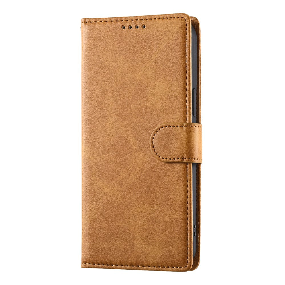 For Xiaomi Redmi Note 15 Pro 4G (Global) Case Stand Wallet Calf Texture PU Leather Flip Phone Cover with Wrist Strap - Yellow