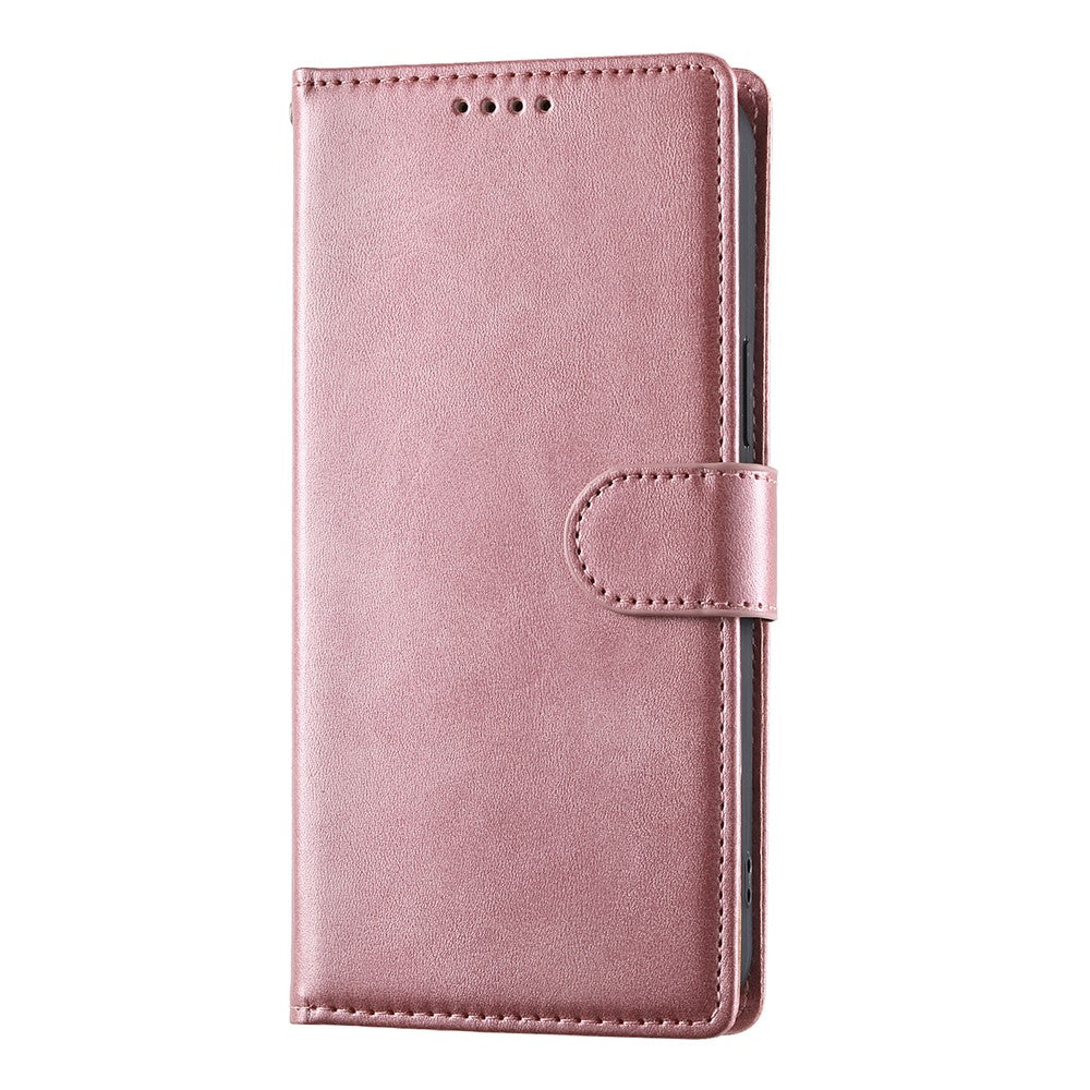 For Xiaomi Redmi Note 15 Pro 4G (Global) Case Stand Wallet Calf Texture PU Leather Flip Phone Cover with Wrist Strap - Pink