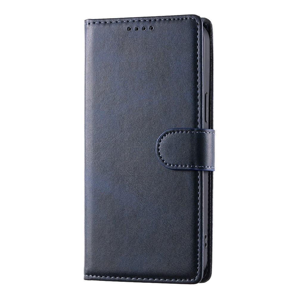 For Xiaomi Redmi Note 15 Pro 4G (Global) Case Stand Wallet Calf Texture PU Leather Flip Phone Cover with Wrist Strap - Blue